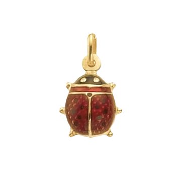 Mens 9ct Gold 13mm Enameled Ladybird Pendant