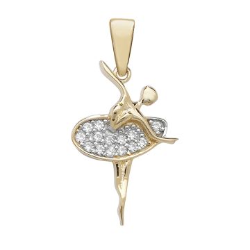 9ct Gold 15mm Cubic Zirconia Ballerina Pendant