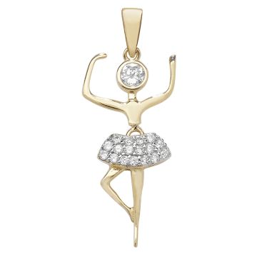 9ct Gold 25mm Cubic Zirconia Ballerina Pendant
