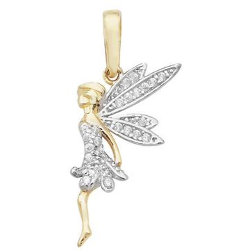Girls 9ct Gold 20mm Cubic Zirconia Fairy Pendant