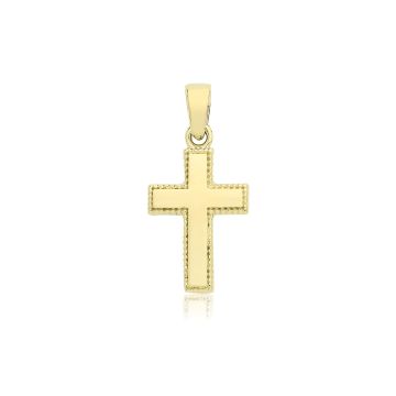 Boys 9ct Gold 13mm Plain Cross With Fancy Edge Pendant