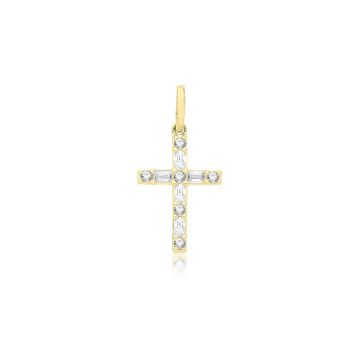Boys 9ct Gold 15mm Cubic Zirconia Fancy Cross Pendant