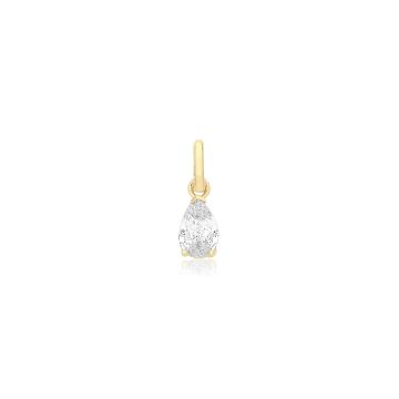 9ct Gold 6mm Cubic Zirconia Tear Drop Pendant