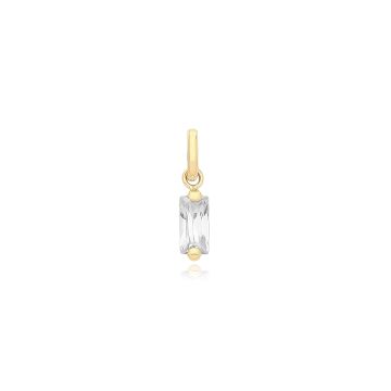 9ct Gold 7mm Cubic Zirconia Baguette Pendant