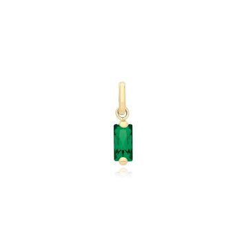 9ct Gold 7mm Cubic Zirconia Green Baguette Pendant