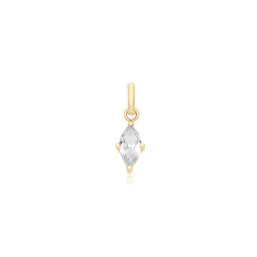 9ct Gold 8mm Cubic Zirconia Marquise Pendant
