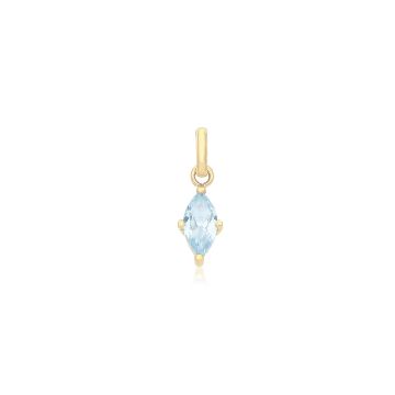 9ct Gold 8mm Cubic Zirconia Blue Marquise Pendant