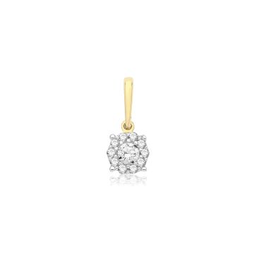 9ct Gold 6mm Round Cubic Zirconia Cluster Pendant