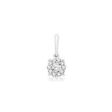 Boys 9ct White Gold 6mm Round Cubic Zirconia Cluster Pendant