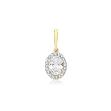 9ct Gold 10mm Oval Cubic Zirconia Cluster Pendant