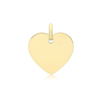 Boys 9ct Gold 12mm Plain Heart Dog Tag Pendant