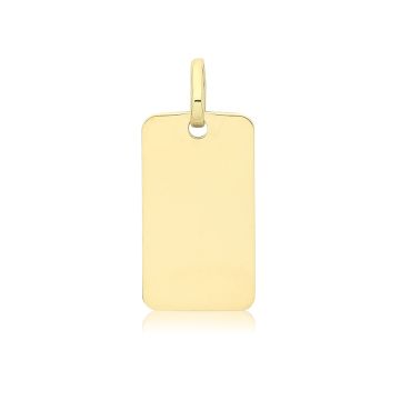 9ct Gold 14mm Plain Rectangle Dog Tag Pendant