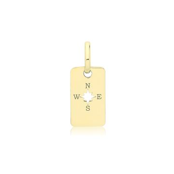 9ct Gold 10mm Engraved Rectangle Compass Pendant