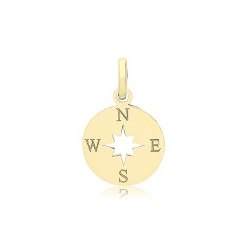 Boys 9ct Gold 10mm Round Compass Pendant