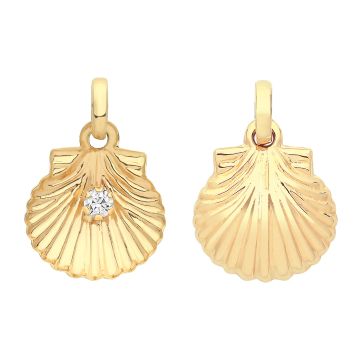 9ct Gold 9mm Cubic Zirconia Shell Pendant