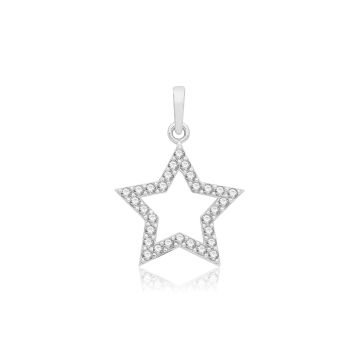 Boys 9ct White Gold 13mm Cubic Zirconia Star Pendant