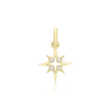 9ct Gold 9mm Cubic Zirconia Starburst Pendant