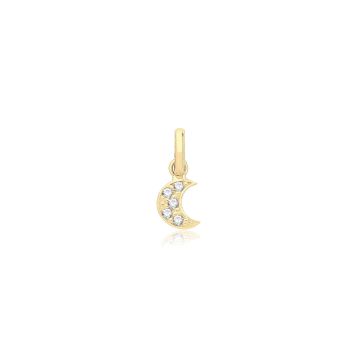 9ct Gold 6mm Cubic Zirconia Cresent Moon Pendant