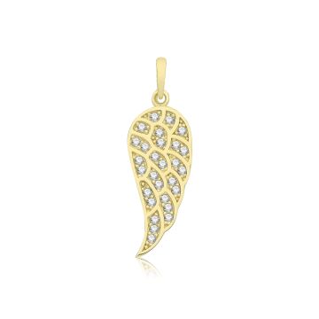 9ct Gold 18mm Cubic Zirconia Angel Wing Pendant