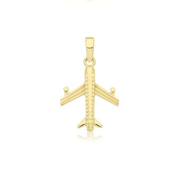 Boys 9ct Gold 15mm Plain Airplane Pendant