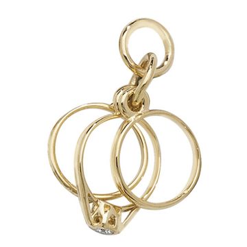 9ct Gold 10mm Cubic Zirconia Triple Rings Pendant