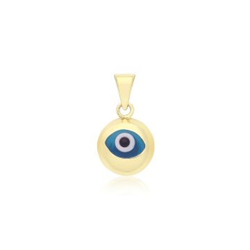 Girls 9ct Gold 9mm Evil Eye Pendant