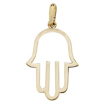 9ct Gold 19mm Plain Cut Out Hamsa Hand Pendant