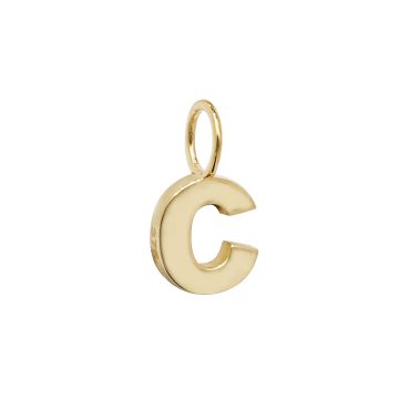 9ct Gold 6mm Plain Initial C Pendant
