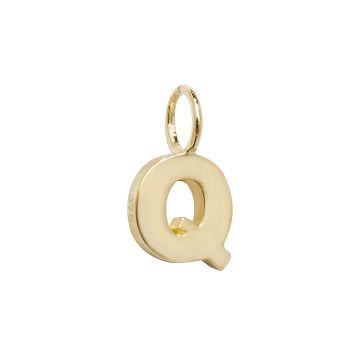 9ct Gold 6mm Plain Initial Q Pendant