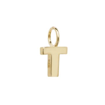 9ct Gold 6mm Plain Initial T Pendant