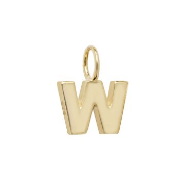 9ct Gold 6mm Plain Initial W Pendant