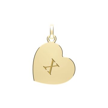 9ct Gold 12mm Plain Initial X Heart Pendant