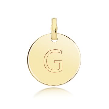 9ct Gold 14mm Round Disc Initial G Pendant