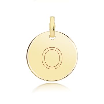 9ct Gold 14mm Round Disc Initial O Pendant