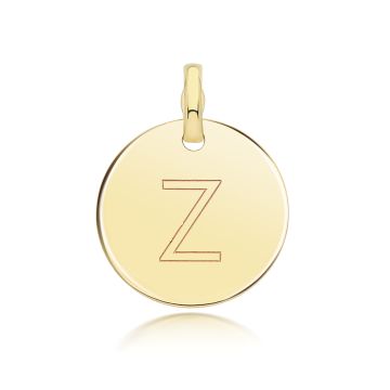 9ct Gold 14mm Round Disc Initial Z Pendant