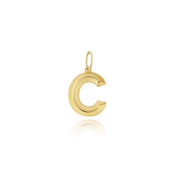 9ct Gold 14mm Plain Initial C Pendant