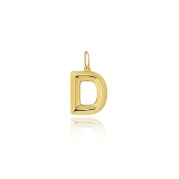 9ct Gold 14mm Plain Initial D Pendant