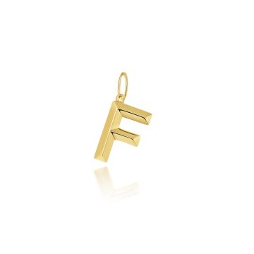 9ct Gold 14mm Plain Initial F Pendant