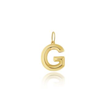 9ct Gold 14mm Plain Initial G Pendant