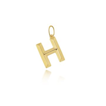 9ct Gold 14mm Plain Initial H Pendant