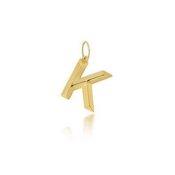 9ct Gold 14mm Plain Initial K Pendant