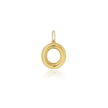 9ct Gold 14mm Plain Initial O Pendant