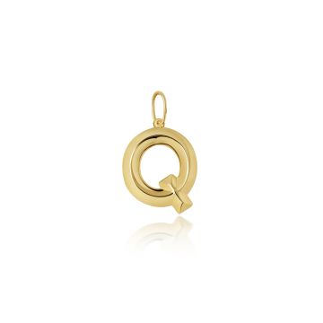 9ct Gold 14mm Plain Initial Q Pendant