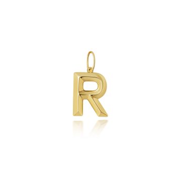 9ct Gold 14mm Plain Initial R Pendant