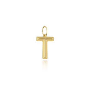 9ct Gold 14mm Plain Initial T Pendant