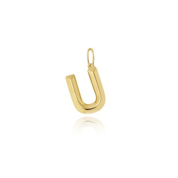 9ct Gold 14mm Plain Initial U Pendant