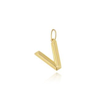 9ct Gold 14mm Plain Initial V Pendant
