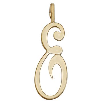 9ct Gold 21mm Plain Polished Script Initial E Pendant
