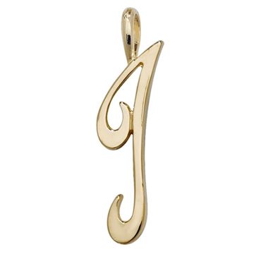 9ct Gold 21mm Plain Polished Script Initial I Pendant