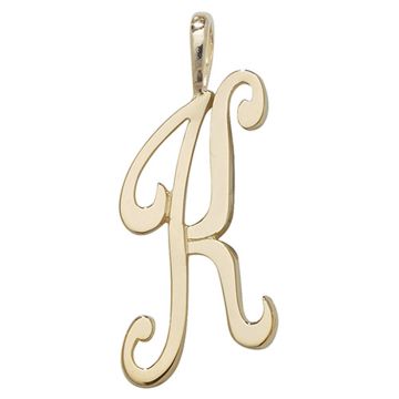 9ct Gold 21mm Plain Polished Script Initial K Pendant